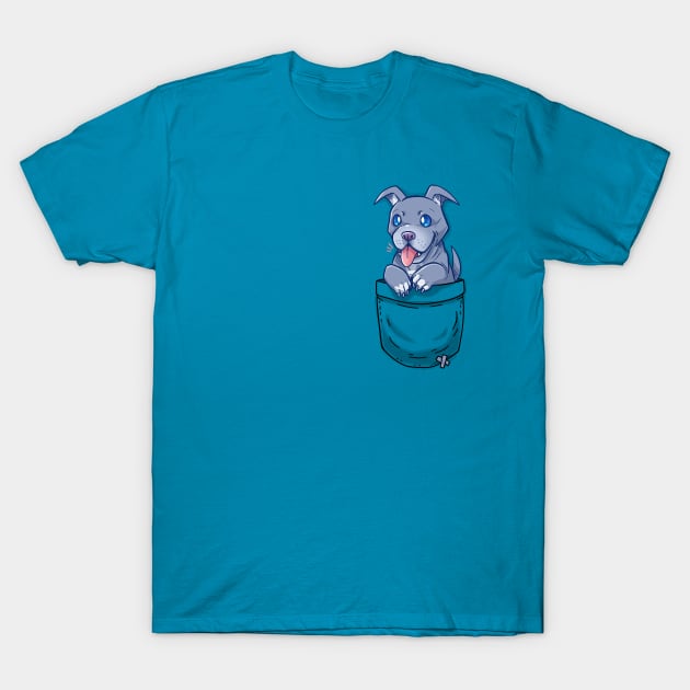 Pocket Cute Pitbull Pibble Dog T-Shirt by TechraPockets